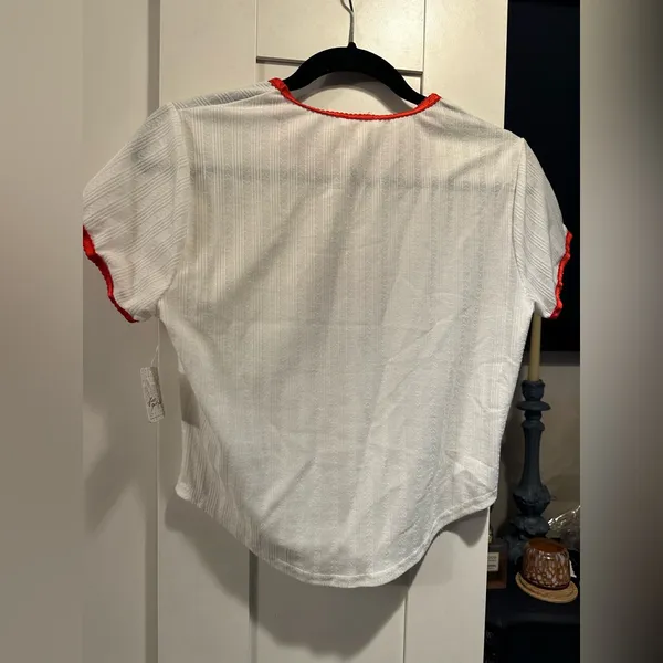 NWT Free People + For Love & Lemons I Love You Heart Baby Tee In White - Image 14