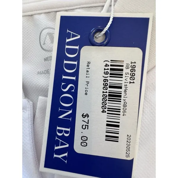 Addison Bay Sleeveless Courtside White Polo Shirt Size M Golf Tennis NWT $75 - Image 8