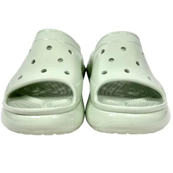 Crocs Crush Platform Slides Sandals High Shine Light Green W11/M9 Chunky Shoes - Image 10