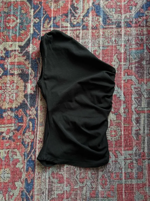 ZARA One-Shoulder Top Black - Image 4
