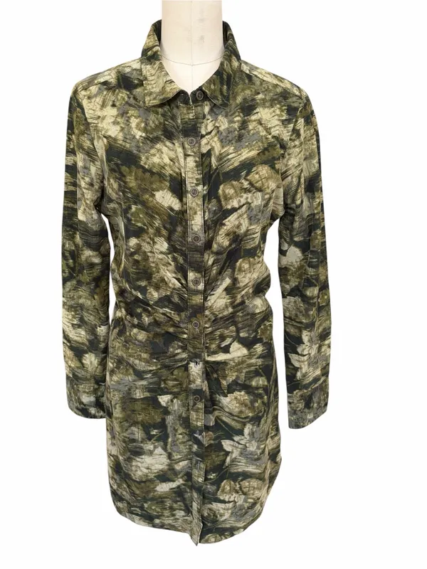 Pilcro Anthropologie ruched camo abstract print‎ dress size 8 - Image 4
