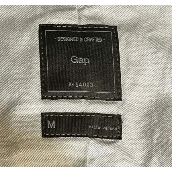 GAP Women’s Blue Pinstriped Double Breasted Trench Coat Medium Belted Classic - Image 5