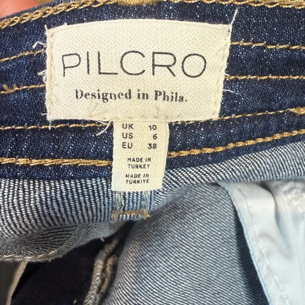 Pilcro Anthropologie Polished Denim Mini‎ Skirt Dark Wash Size 6 - Image 4