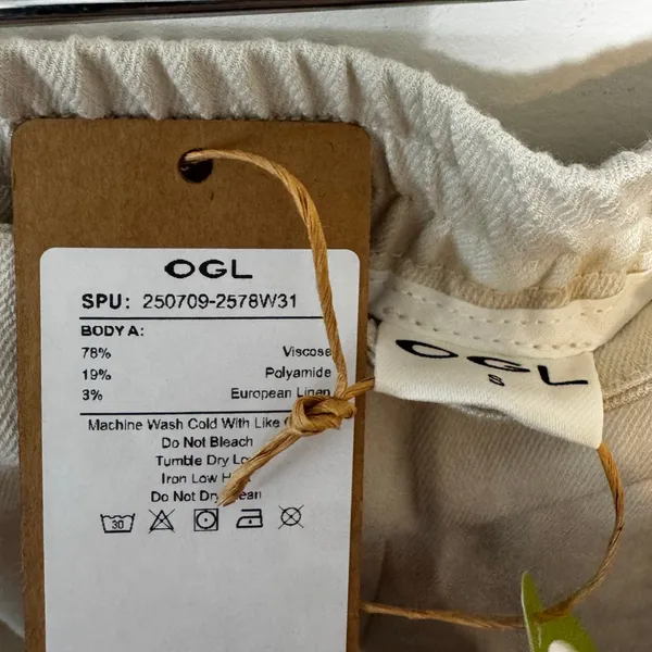Brand New OGL Women's S Viscose-Linen Breezy Mid Rise Wide Leg Pant with Pockets - Image 5