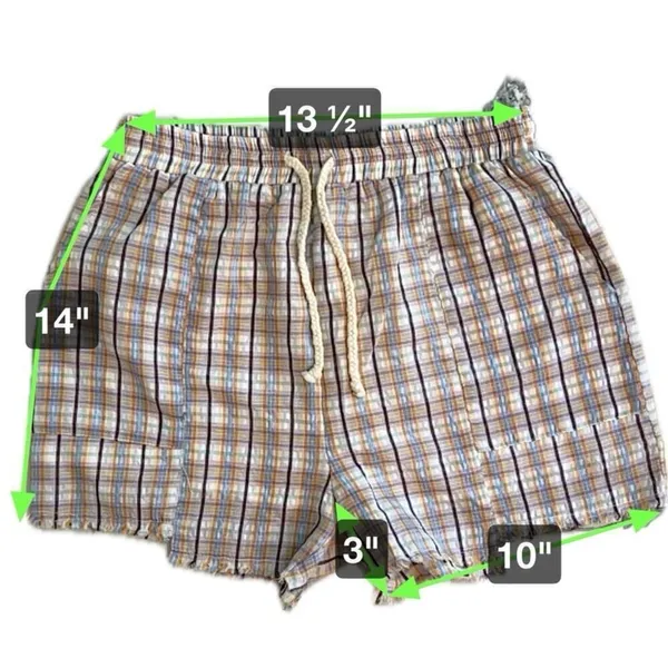 Papermoon Ava 100% cotton plaid chop hem drawstring shorts, gauze liner Size M - Image 4