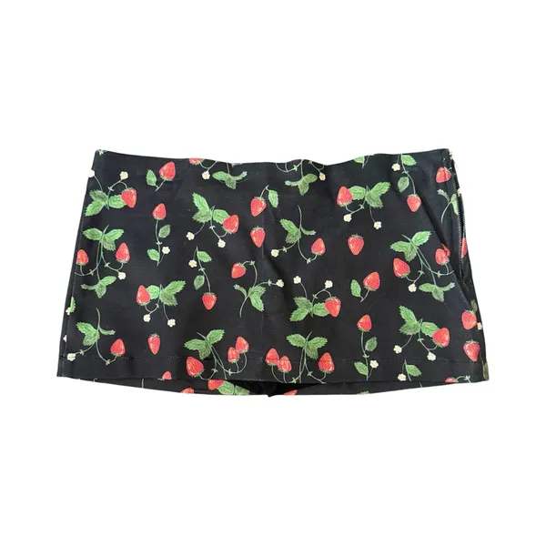 Bailey Rose NWT Black Strawberry Print Mini Skort Sz M Zip Closure Coquette - Image 4