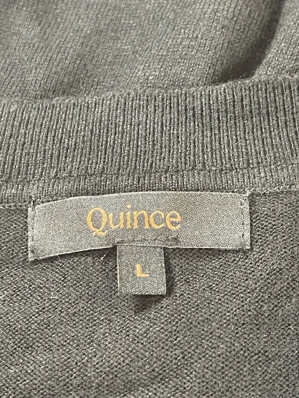 Quince Black Crewneck Sweater Cotton Cashmere Blend Pullover Soft Minimalist L - Image 4