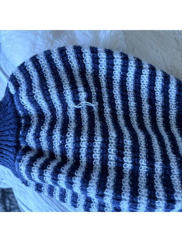 Women's Navy and Blue Jumper Size M - Image 2