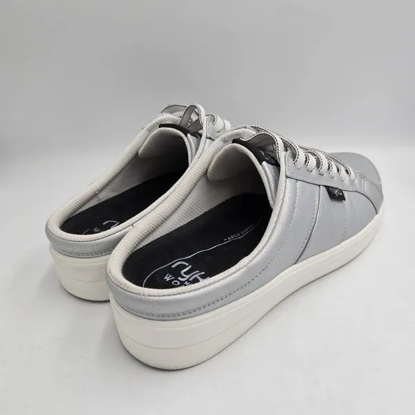 Ryka Viv Classic Mules Slip On Sneakers Women 9M Silver Leather Arch Support - Image 3