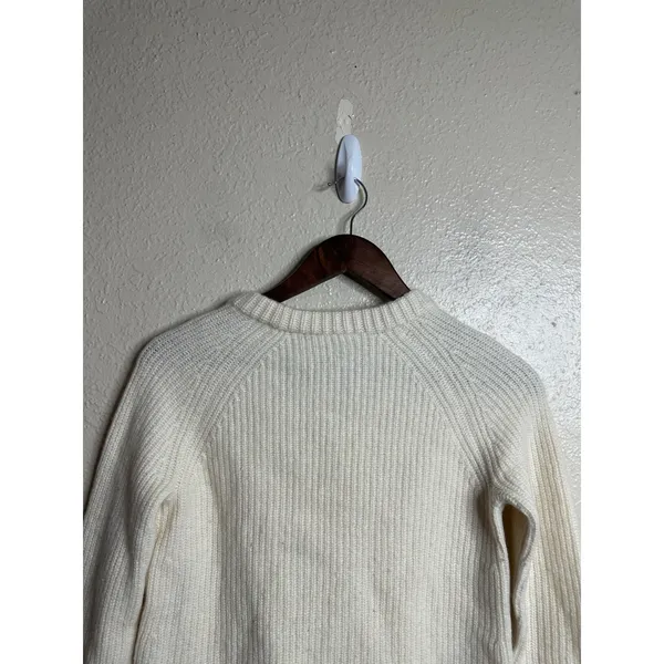 Jenni Kayne Cashmere Fisherman Sweater size XS Ivory Ribbed Crewneck - Image 8