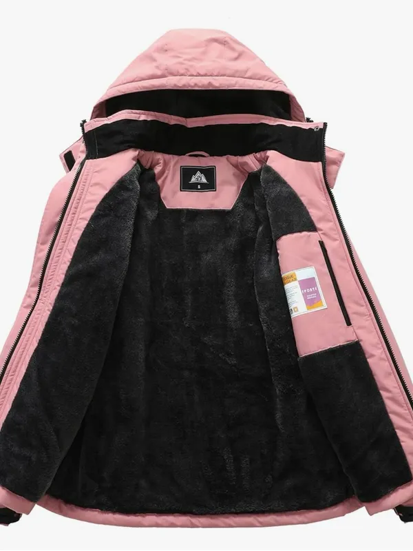 Pink Women's Waterproof Hooded Jacket AT8 Size M - Image 4