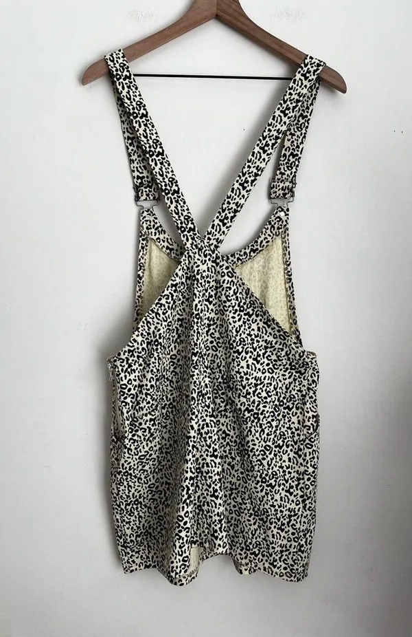 P.Cill Leopard Print Skirtall Overall mini Dress adjustable straps festival L - Image 2