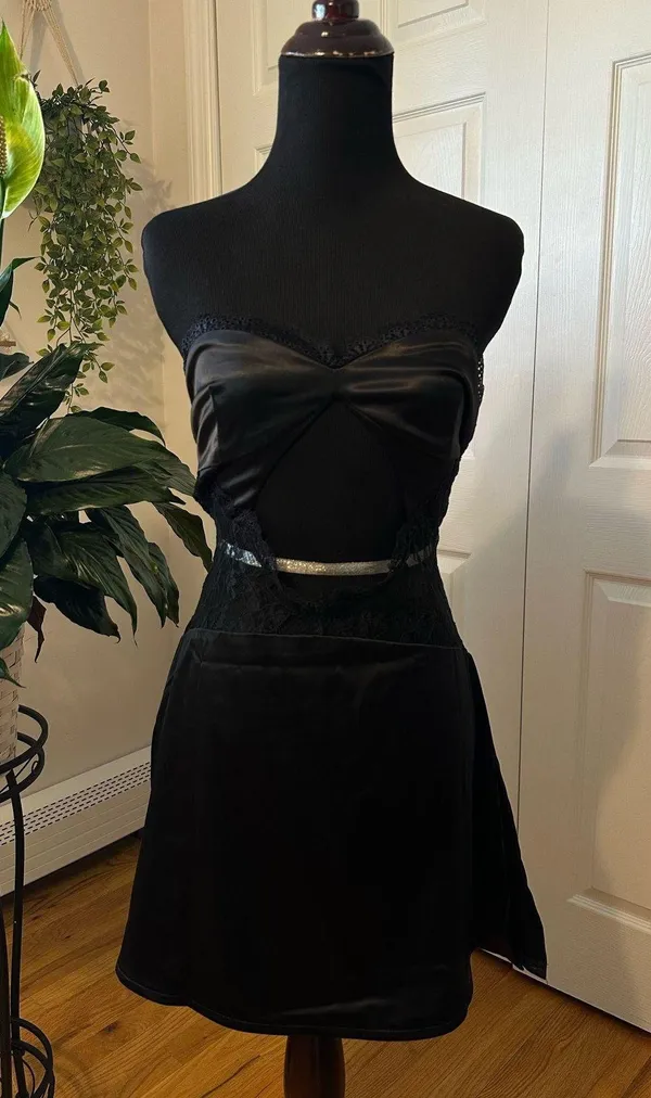 Generation Outcast Clothing Mini Satin Black Dress - Image 2