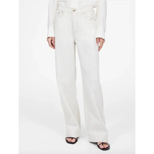 Madewell Low Slung Baggy Jeans Grey Railroad Stripe White Cream Rigid US 30 NWT - Image 2
