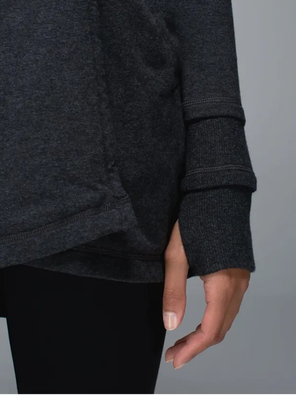 Lululemon Cozy Warm Gratitude Wrap Jacket in Heathered Black W2557 Sz 10 - Image 5