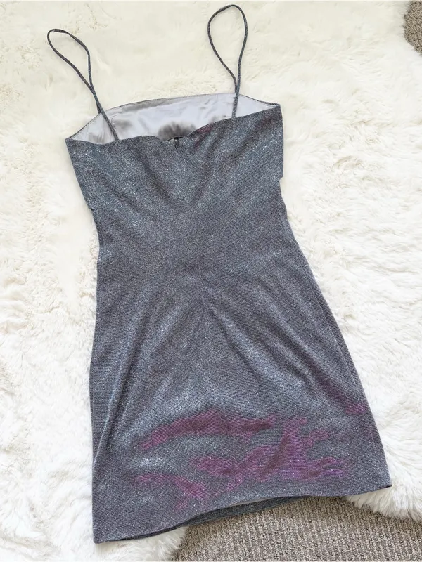 Mistress Rocks Iridescent Purple Bodycon Mini Dress XS - Silver - Image 5