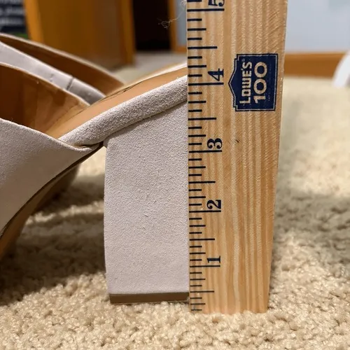 Free People Love‎ is Everywhere suede leather ivory block heel sandals 37.5 cre - Image 10