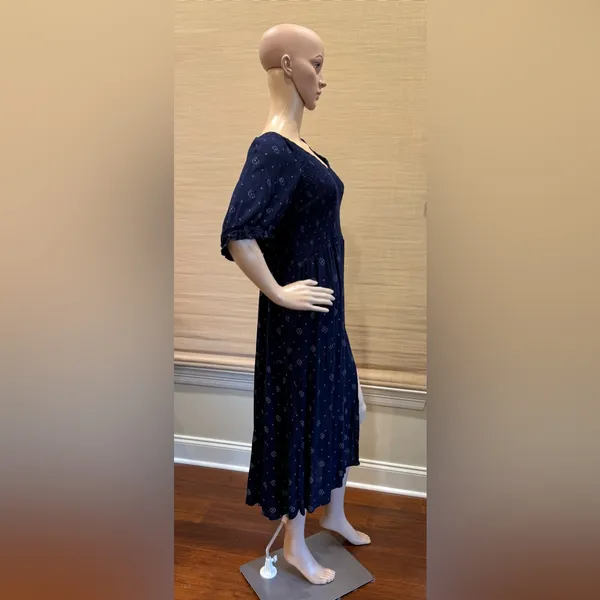 True Craft Navy & White Midi Dress With Slit - Image 2
