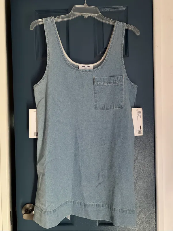 NWT Double Zero Light Blue Denim Mini Shift Dress size Small - Image 6