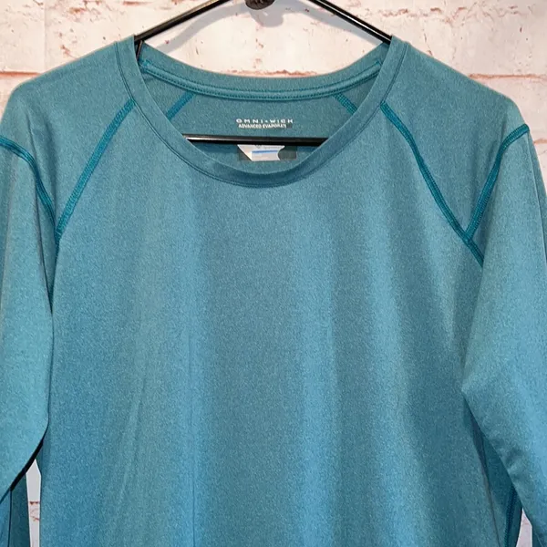 Columbia Omni-wick women’s long sleeve teal loose fit activewear pullover top M - Image 2