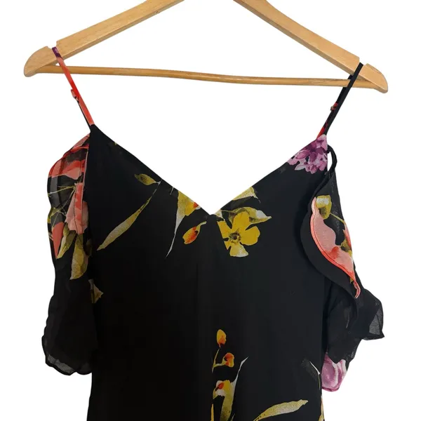 Lulus Love in Bloom Black Floral Print Off-the-Shoulder High-low Dress Size XS - Image 3