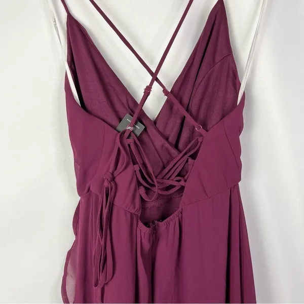 Lulu's Plum Purple In Love Forever Lace Up Back Chiffon Formal Maxi‎ Gown S - Image 5