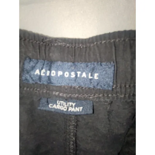 Aeropostale Black Women's Cargo Pants with Drawstring Waist, Size L - Image 3