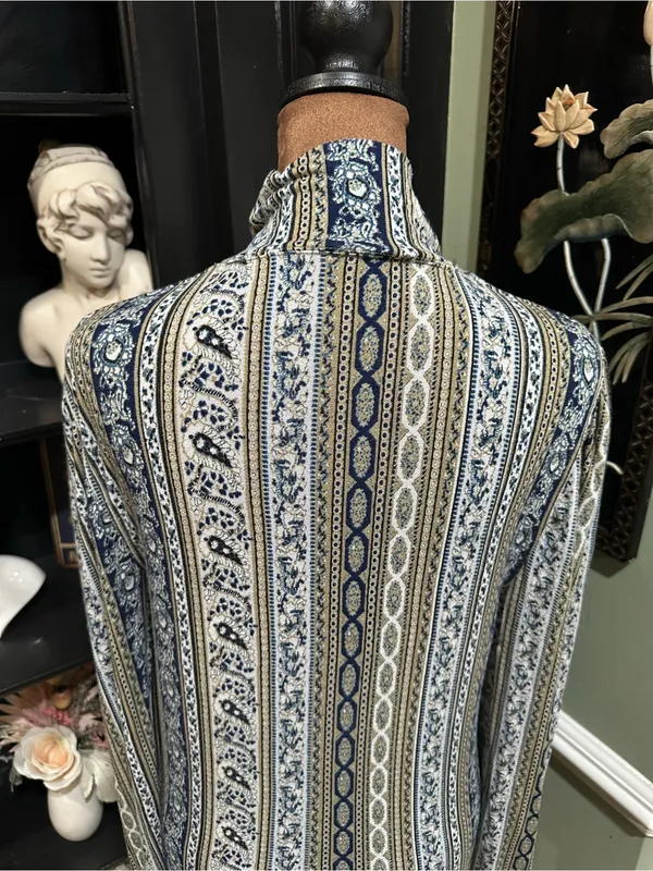 Free People “Donatella” Mock Turtleneck Paisley + Stripe Top – Size Medium - Image 11