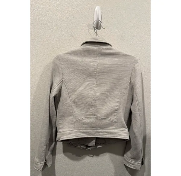 ZARA Plush Jersey Motorcycle Zipper Grey Biker Jacket - Image 4