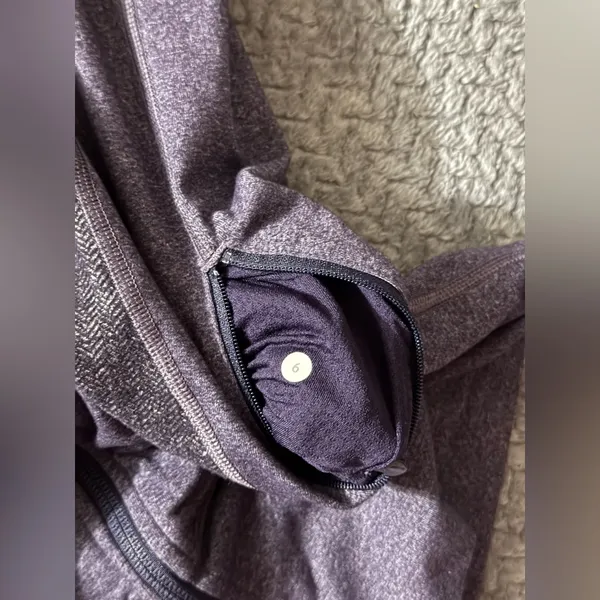 Lululemon Womens Stride Zip Up Hoodie High Collar Heathered‎ Purple Fitted Sz 6 - Image 3