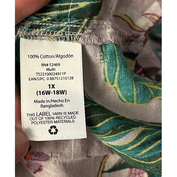 Womwns Blouse Boho Tropical Square Neck Ruffle 1X Maximalist Peasant Boho Resort - Image 7