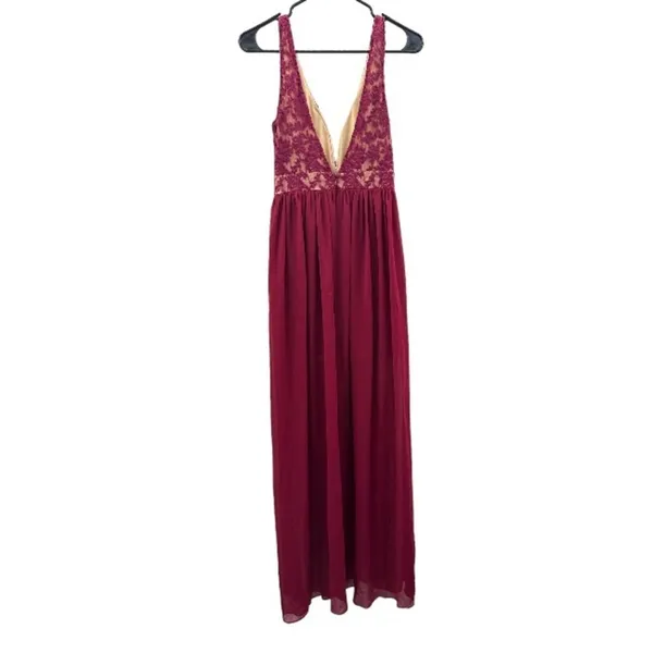 Lulus Make Way For Wonderful Berry‎ Red Lace Sleeveless Maxi Dress Size S - Image 7