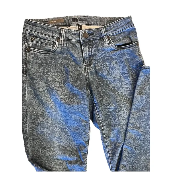 Kut from the Kloth Womens Diana Skinny Jeans Size 2 Blue‎ Floral Stretch Denim - Image 2