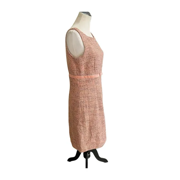 Gap Plush Pink Coral Tweed Stylish Formal Sheath Dress Size 12 Bowtie Waist - Image 6