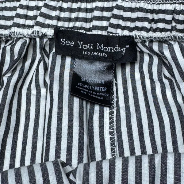 NWT Cottagecore Striped Midi Skirt Womens Large Black White Tie Waist‎ A-Line - Image 5