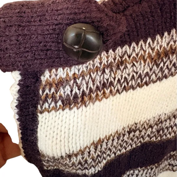 Nick & Mo Y2K Striped Cardigan L Brown White - Image 10