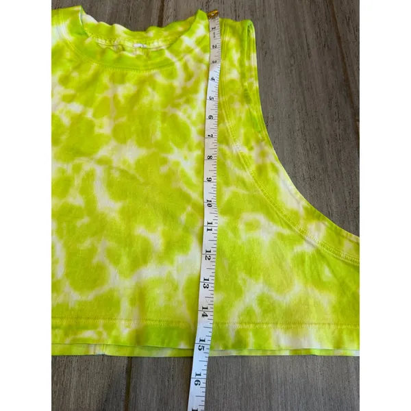 Lululemon All Yours Cropped Tank Top Lime Tie Dye Cotton Womens Size Medium - Image 9