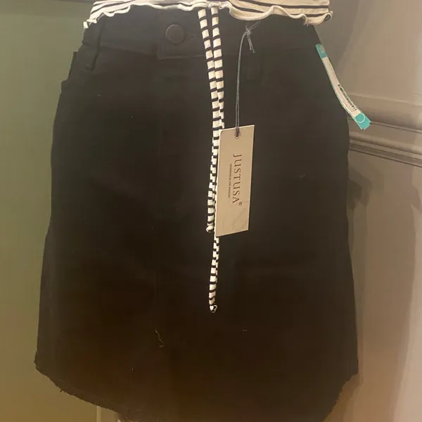 Just USA Black Denim Mini Skirt NWT Size L - Image 5