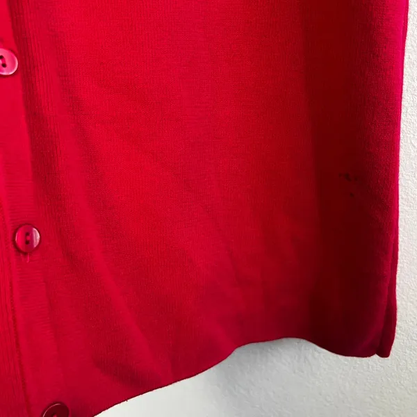 Vintage Talbots Button Up Cardigan Sweater Size‎ Large Hot Pink Short Sleeve - Image 4