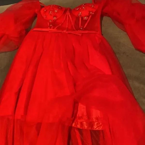 Women’s Red Prom Party Formal Dress With Corset Back and Leg Slit Size 10 NWOT - Image 13
