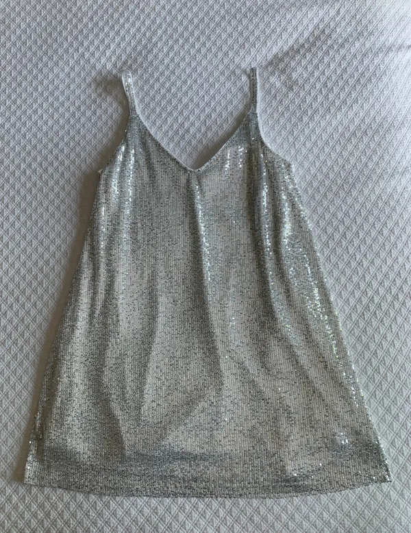 Sequin White Dress Size L - Image 3