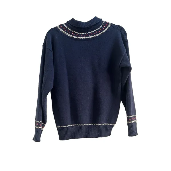 Eddie Bauer Vintage 90s Y2K Cotton Knit Sweater Textured Flowers Collar Women's Size Medium - Image 8