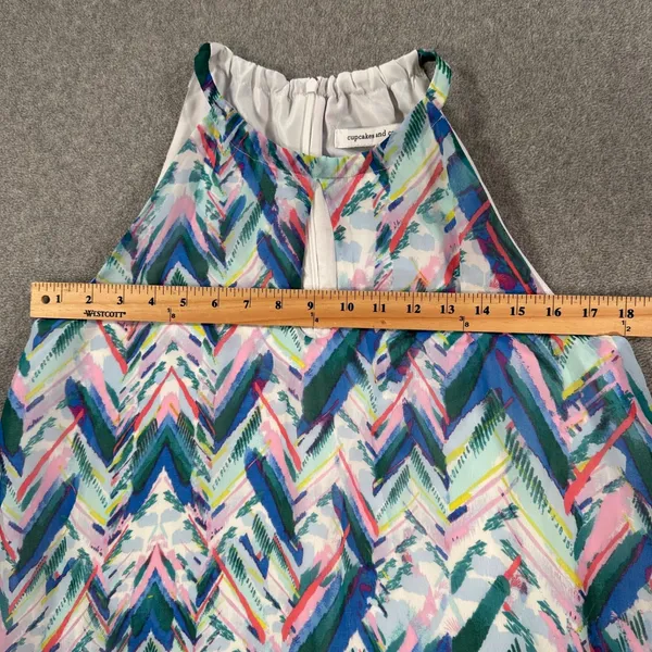 Cupcakes & Cashmere Abstract Colorful Mini Dress Women X-Small Sleeveless Halter - Image 5