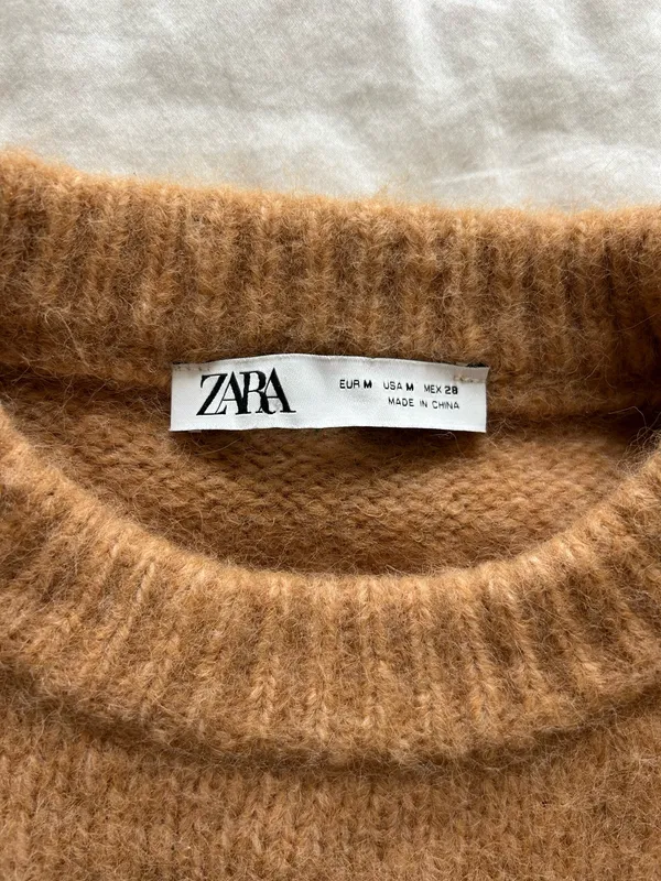 Tan Cropped ZARA Sweater - Image 2