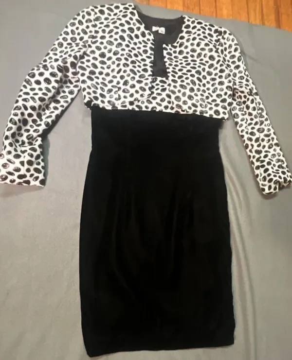 AGB Black Velvet and Animal Print Dress size 8 with Matching Bolero Jacket Size - Image 2