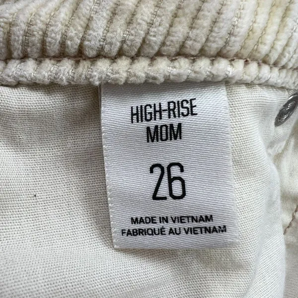 BDG Urban Outfitters Mom High Rise Corduroy‎ Pants Size 26 Washed Faded Beige - Image 4