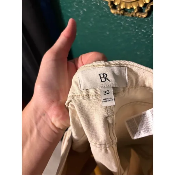 Banana Republic High Rise Rigid Wide Leg Cream Pants Sz 30 - Image 4