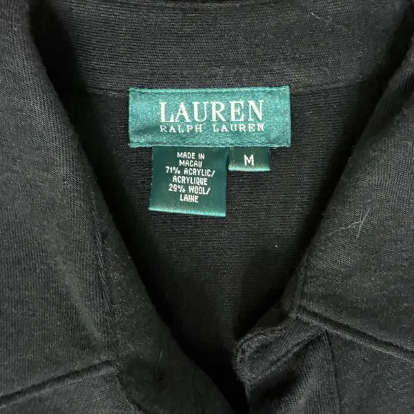 Lauren Ralph Lauren Black Wool Blend Long Sleeve Button Collar Midi Dress size M - Image 2
