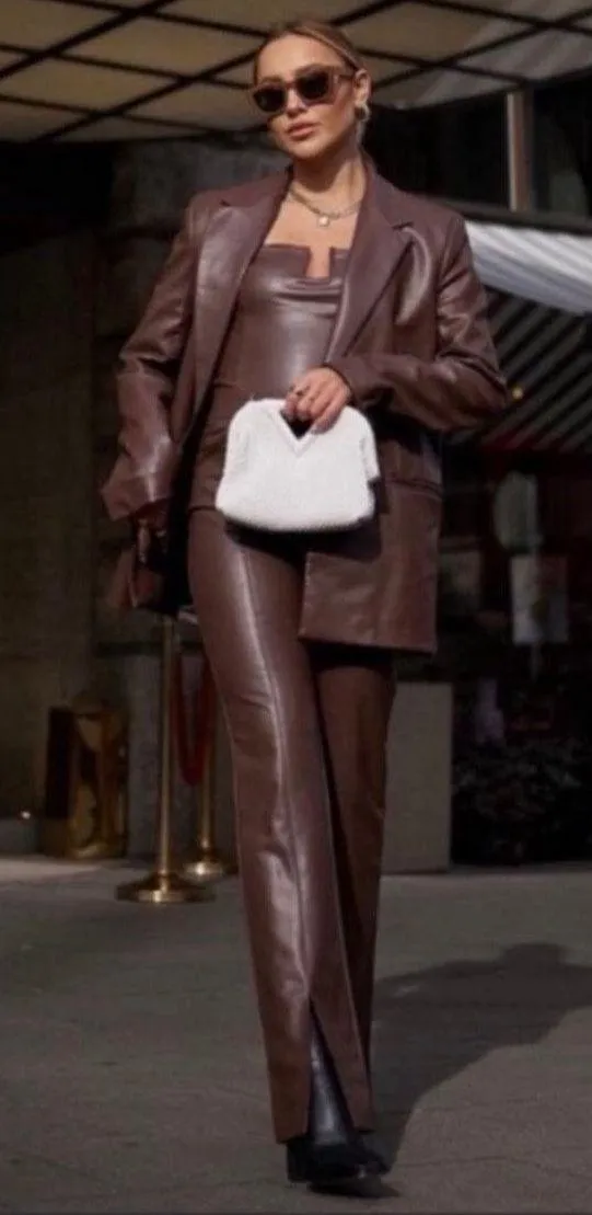 ZARA faux Leather Pants With Slit - Image 3