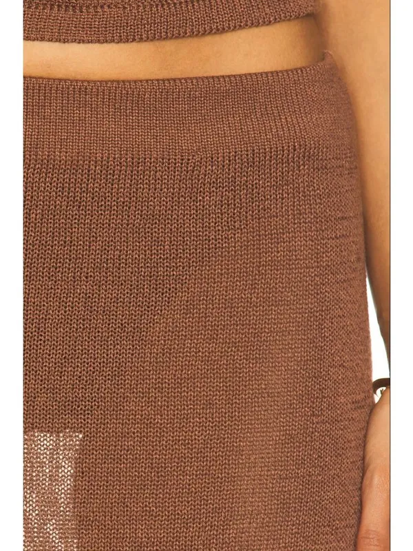 SNDYS Cali Maxi Skirt in Chocolate Brown X-Small New Womens Knit Bottoms - Image 5